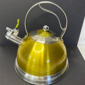 Bergner Yellow Teapot Model 1590 Capsule Induction Boden Stainless Whistling